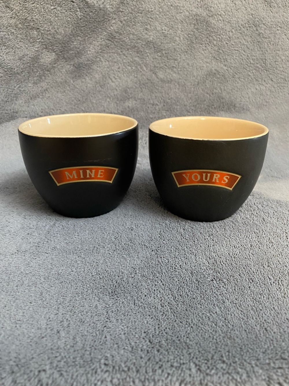 2/$10 - Set of Bailey’s Black and Cream 'Mine' and 'Yours' Ceramic Cups